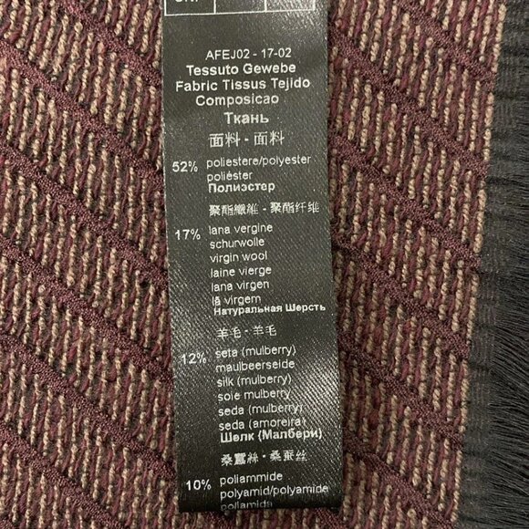 Auth EMPORIO ARMANI - Bordeaux Dark Brown Black Polyester Wool Silk Polyamide - Picture 4 of 6